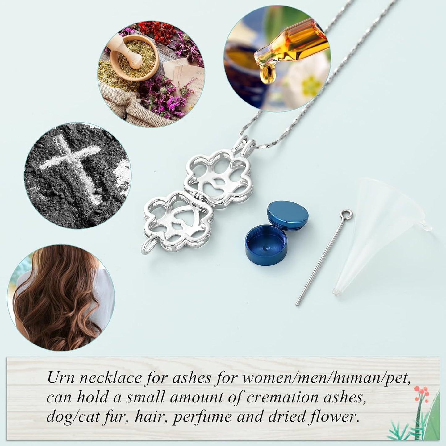 Imrsanl Pet Ashes Necklace Cremation Jewelry for Cat Dog Ashes Pendant Paw Print Urn Necklace for Women Men Keepsake Jewelry for Memorial Locket