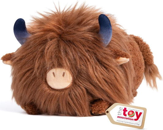 Cute Highland Cow Plush Pillow, Highland Cow Stuffed Animals Toy, Fluffy Cattle Plushie Doll, Soft Cuddle Pillow, Brown Plushies Gifts for Girls & Kids(8 Inch)