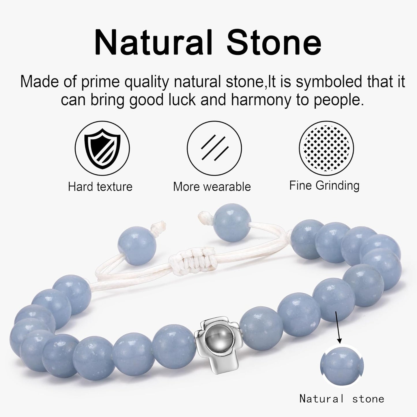 EMIRISTIC Custom Photo Bracelet - Personalized Picture Natural Stone Cuban Chain Bracelet - Any Special Day Gifts