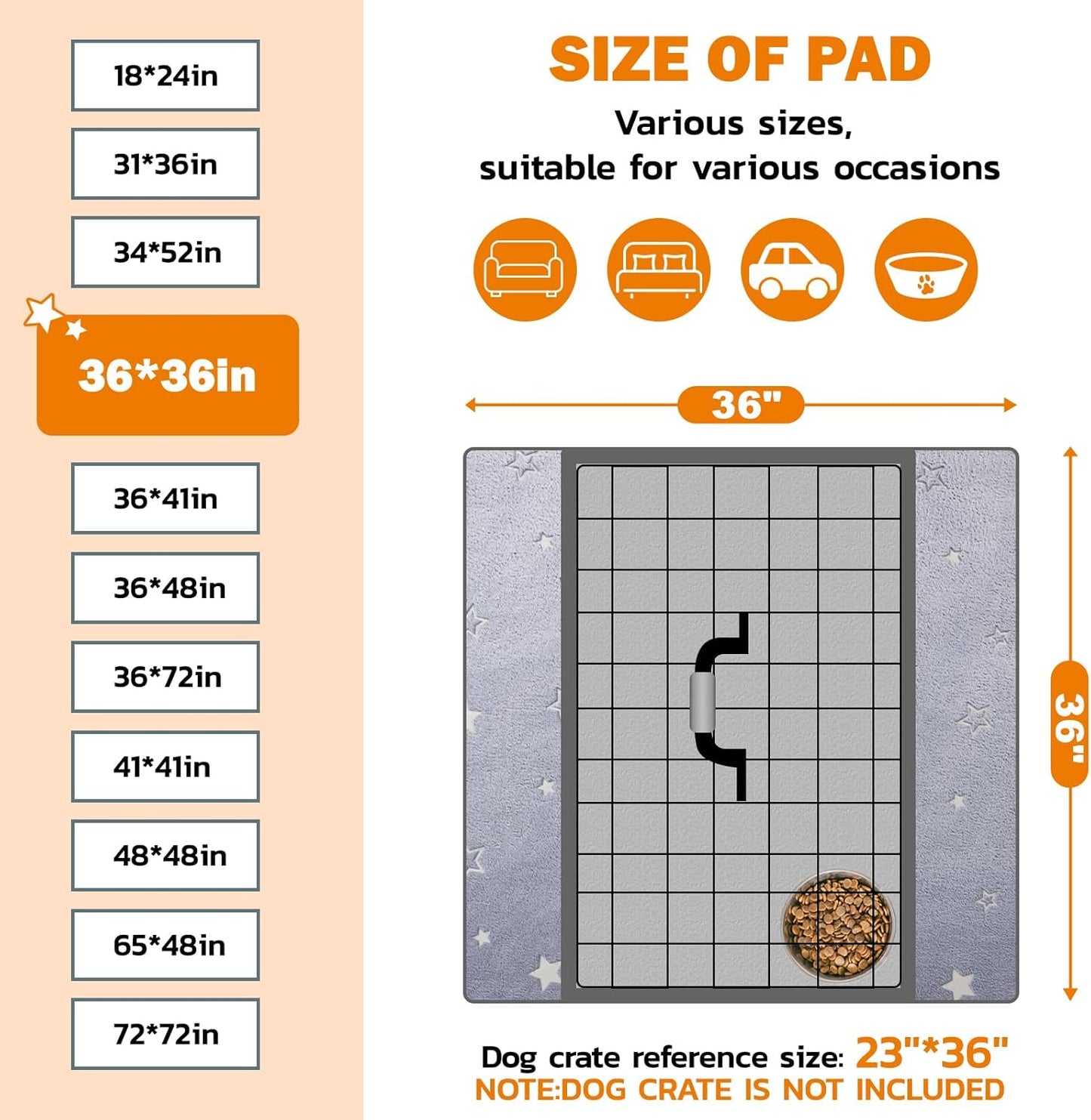 LOOBANI Washable Pee Pads for Dogs, Fast Absorption Reusable Puppy Pads, Waterproof Whelping Mats, Non Slip Training Pet Playpen Mat for Floor, Dog Crate, Grey 2 Pack 36 x 36 in