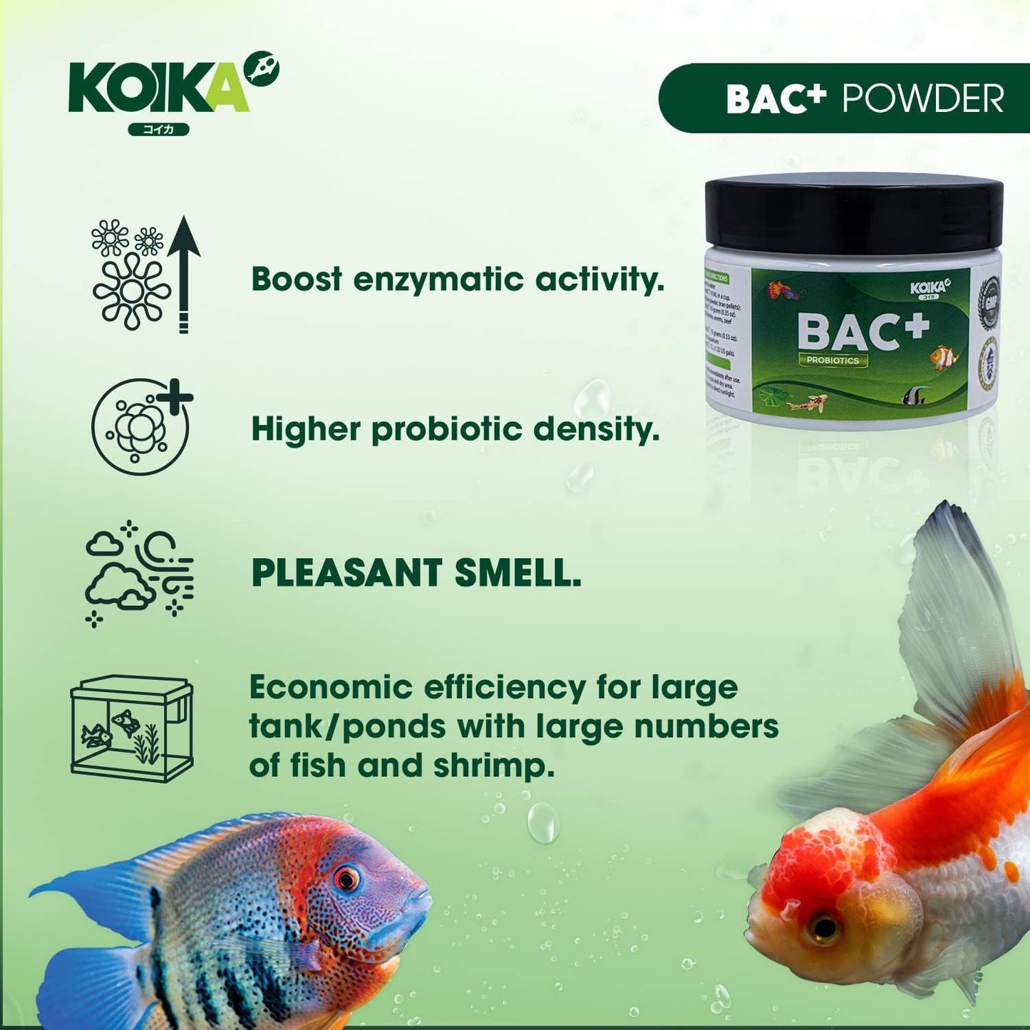 KOIKA BAC+ Powder probiotics, Pleasant Smell, Higher Probiotic, Immunity Boosting, Disease Resistance (BAC+(Powder), 2.82 oz)