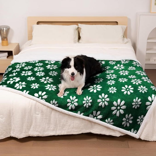 Waterproof Blanket for Dog Cat or Adult, Cute 3D Textured Flower Dog Blanket for Bed Couch Sofa, Soft Liquid Pee Proof Pet Furniture Protector, 60"x80", Green