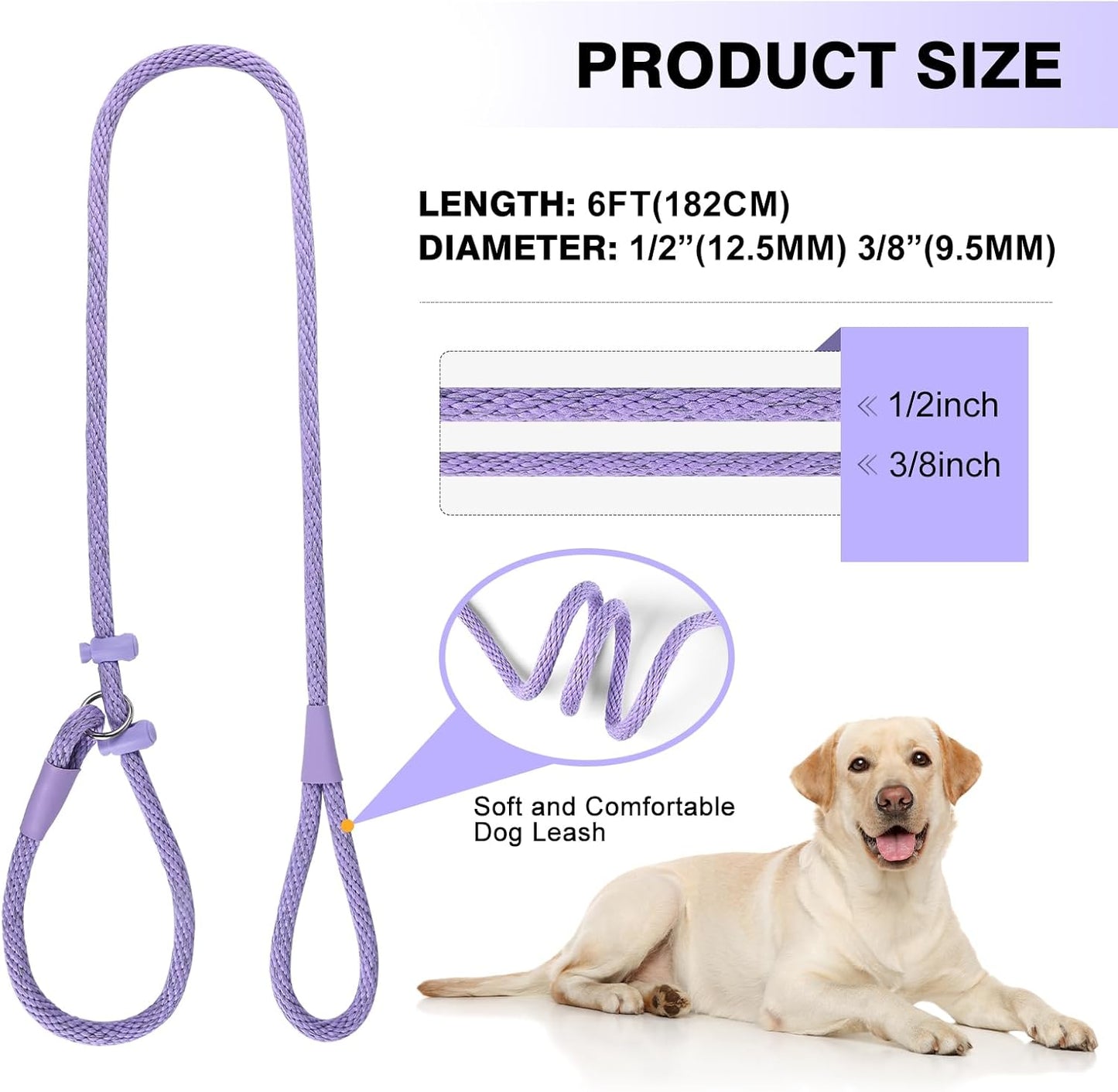 Lynxking Dog Leash Slip Lead Reflective Breathable Rope Comfortable Strong No Pull Slip On Pet Training Lead for Dogs