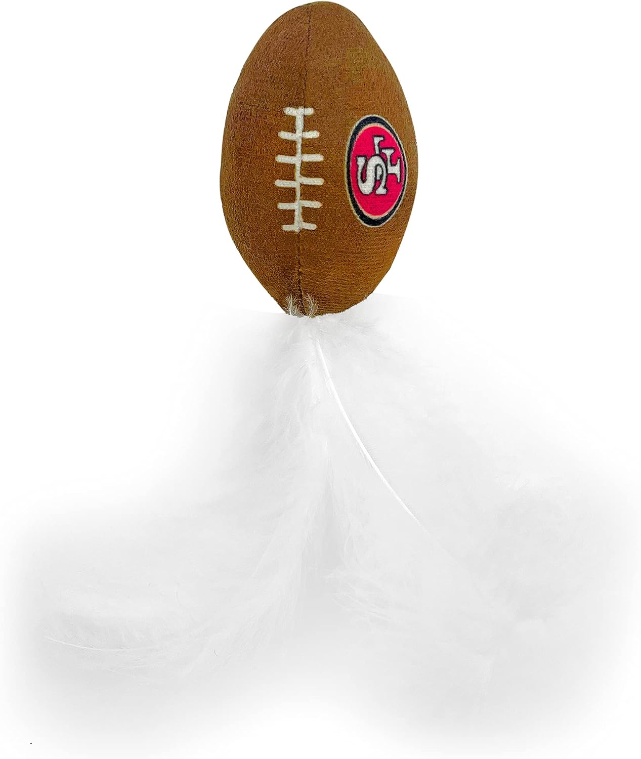 BEST PLUSH CAT TOY NFL SAN FRANCISCO 49ERS Complete Set of 3 piece Cat Toys filled with Fresh Catnip. Includes: 1 Helmet Cat Toy, 1 Football Cat Toy with Feathers & 1 Beer Bottle. Beautiful Team LOGOS
