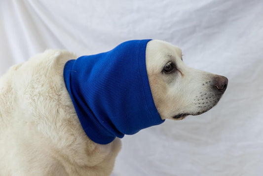 Dog Ear Muffs for Noise Cancelling, Keep Claming Ear Covers Outdoor Activities Neck Snood for Dog (Blue L)