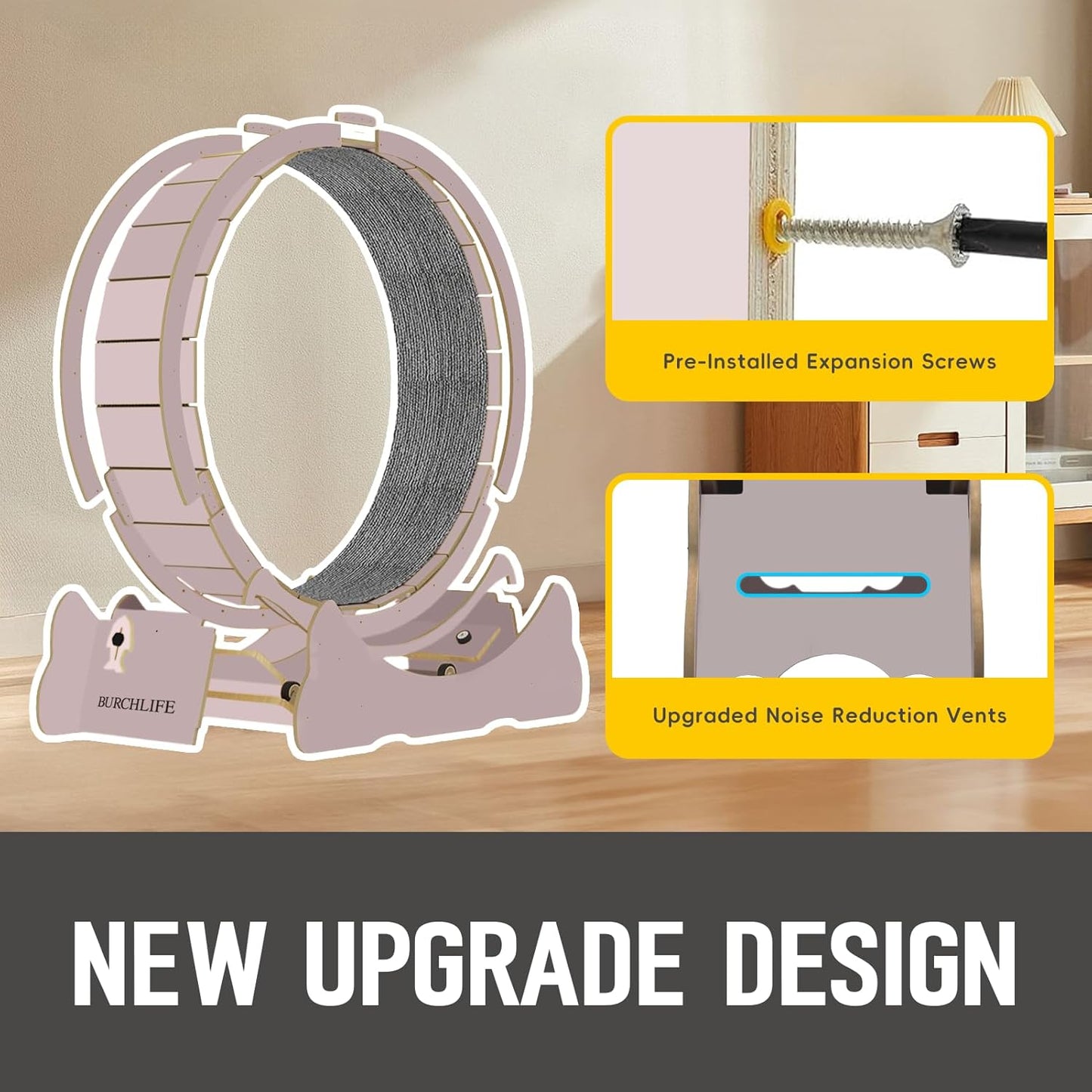 Cat Exercise Wheel 45 Inch Cat Treadmill for Indoor Cats, Running Wheel with Detachable Carpeted Runway, Cats Running Wheel Carpet Suitable for Most Pets Weight Loss and Health (Pink, XL)