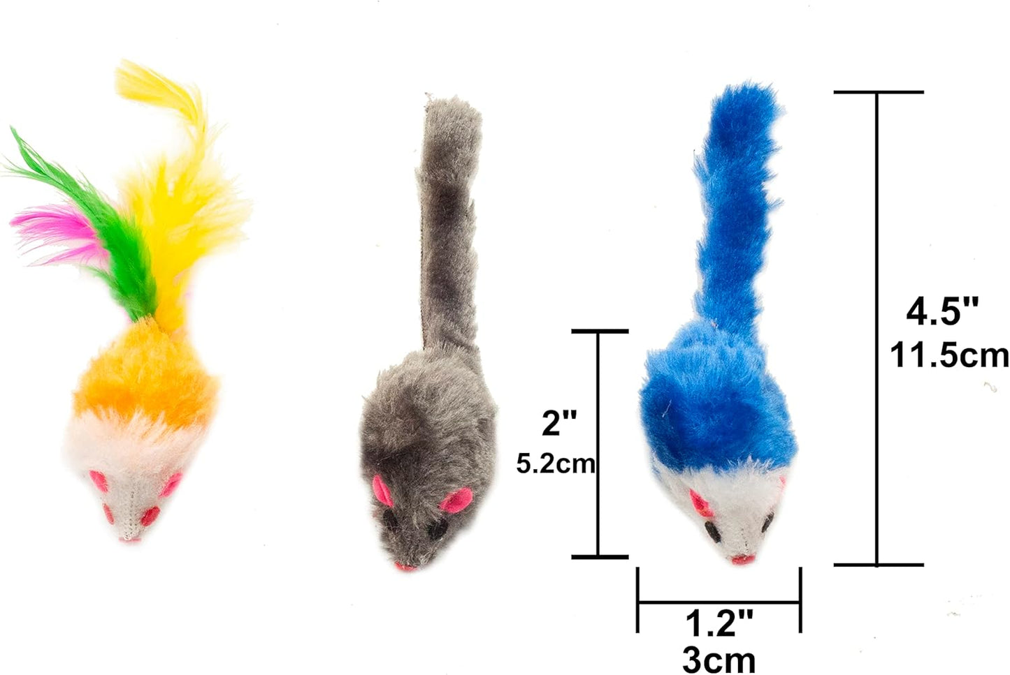 Fashion's Talk 48-Count Assorted Mice Cat Toys Furry Rattle Mouse Kitten Toy Mini Mice for Indoor Cats Interactive Play Color Varies