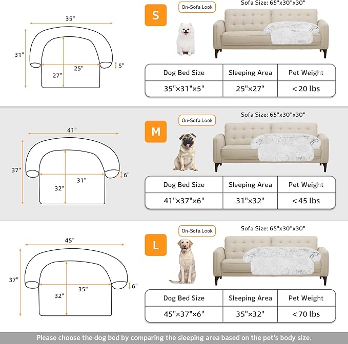 Calming Dog Bed Fluffy Plush Dog Mat for Furniture Protector with Removable Washable Cover for Large Medium Small Dogs and Cats (Medium, Light Grey)