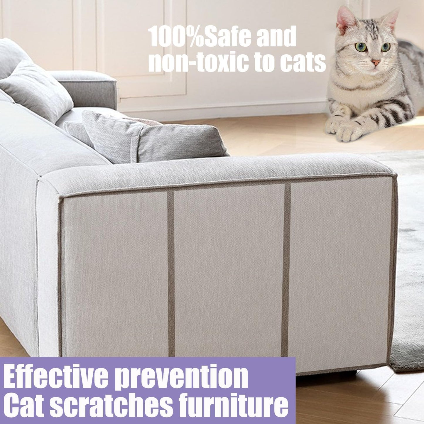 Chuangseed 6" x 20Yds Transparent Cat Scratch Deterrent Tape - Double Sided, Furniture Protector for Couch, Carpet, Doors