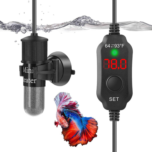 Mini Aquarium Heater 20W Super Small Fish Tank Heater with Digital Display Thermostat, Betta Tank Heater Turtle Heater Small Aquarium Heater for 2-4 Gallon Tanks