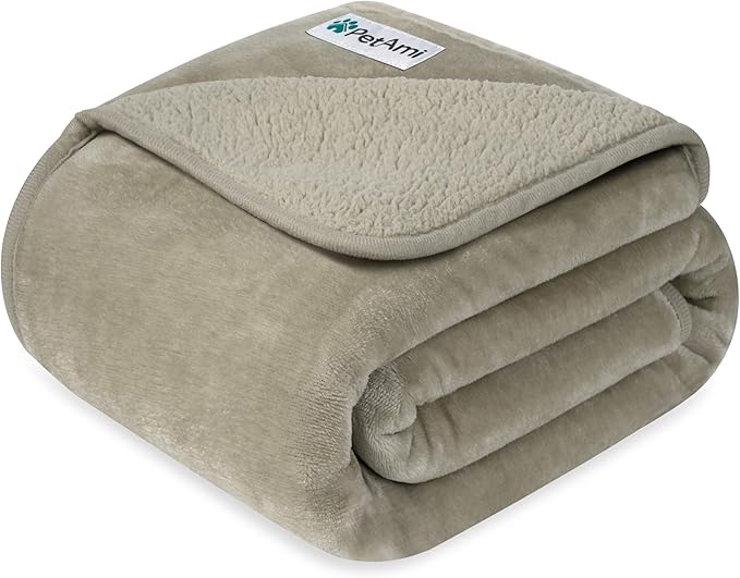 PetAmi Waterproof Dog Blanket for Medium Large Dogs, Pee Proof for Bed Couch, Reversible for Puppy Indoor Cat, Soft Dog Pee Crate Cover Washable, 60x80 Taupe