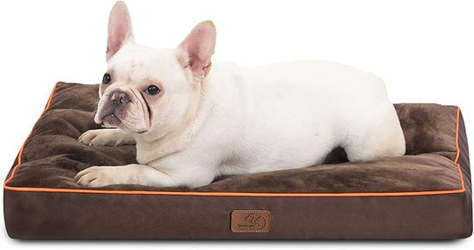 Bedsure Washable Dog Bed Medium Size Dog - 3 Inch Thicken Up to 45lbs Pet Mat Pillows with Removable Washable Cover, Brown