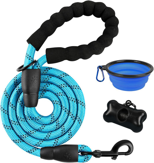 BARKBAY Dog Leashes for Large Dogs Heavy Duty Dog Leash 4/5/6 FT with Comfortable Padded Handle and Highly Reflective Threads for Medium Large Dogs Walking Training Running (5FT-1/2'',Blue)