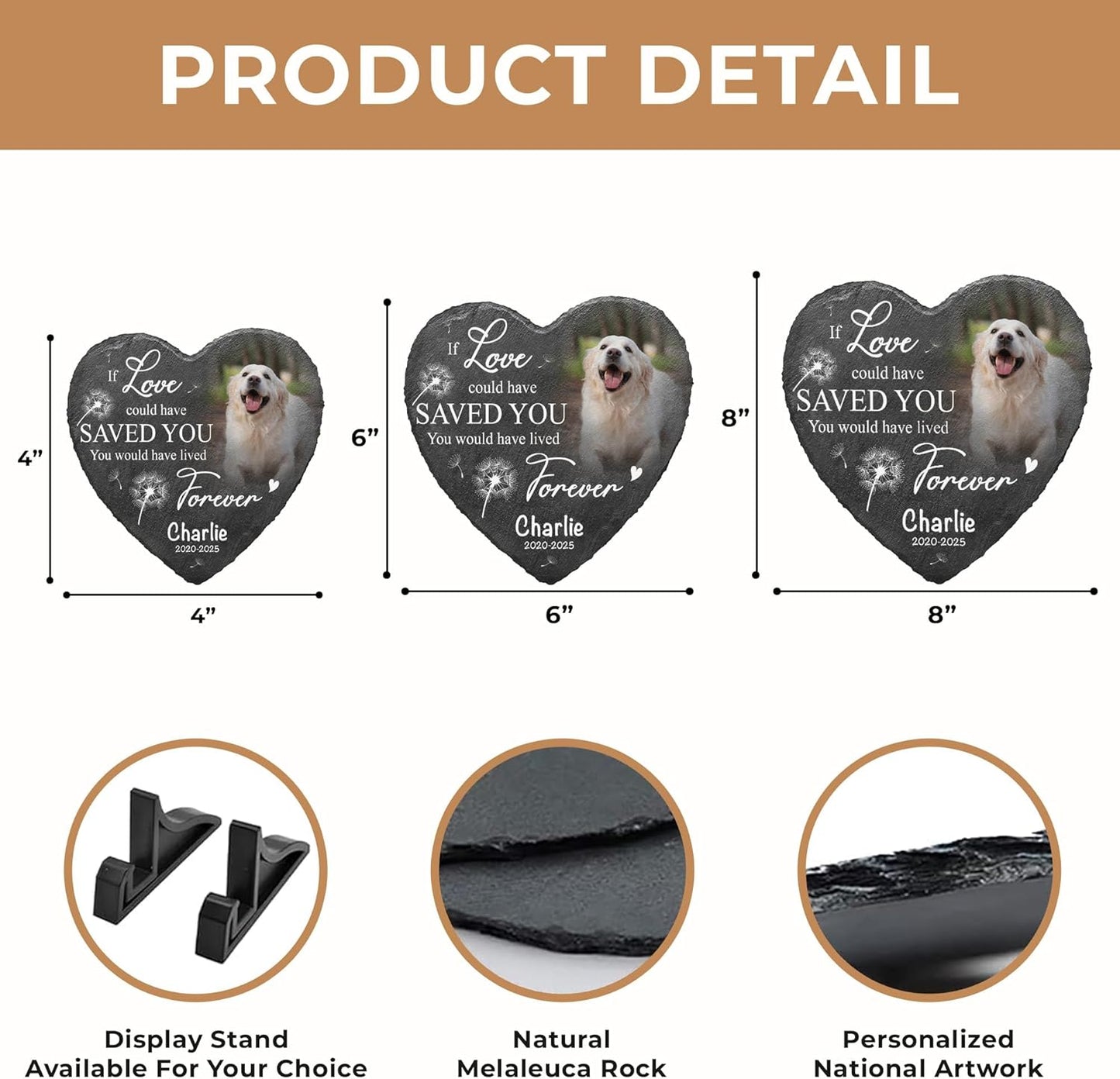 Custom Dog Memorial Stones Personalized Dog Gifts | Pet Stones Memorial Dogs with Photo | Pet Memory Thoughtful Gifts for 4-Legged Companion Passed Away | Best Remembrance Gift for Pets Loss