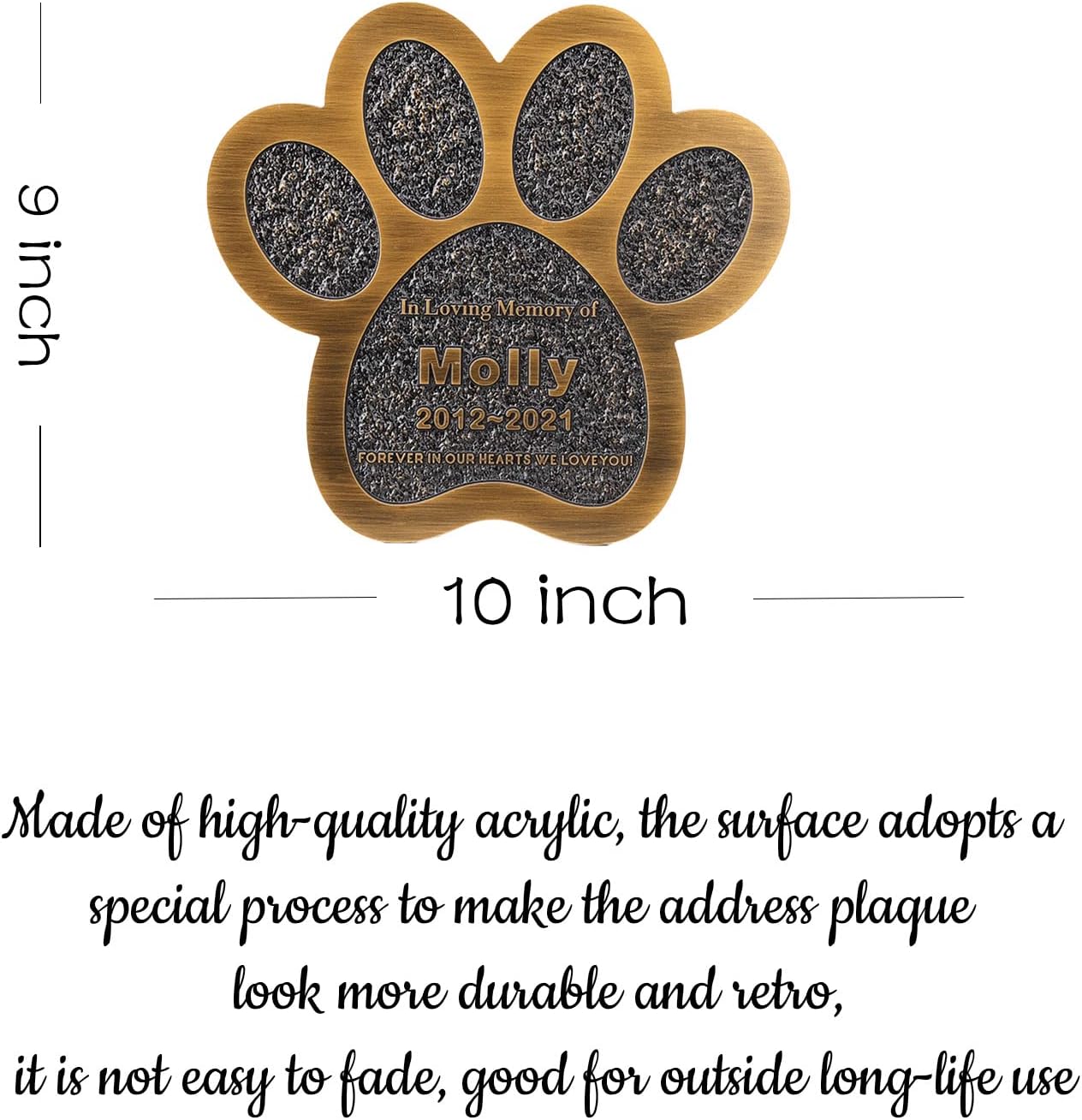 Pet Memorial Stone Plaque Pet Headstone,Customize Indoor/Outdoor Garden Plaque Grave Markers with Pet Name,Personalized Cat Dog Memorial Plaques,Loss of Pet Sympathy Gift-Acrylic Material