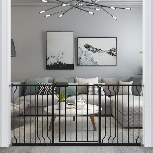 WAOWAO Baby Gate 66.93-71.65" Extra Wide Pressure Mounted Walk Through Swing Auto Close Safety Black Metal Toddler Kids Child Dog Pet Puppy for Stairs,Doorways,Kitchen