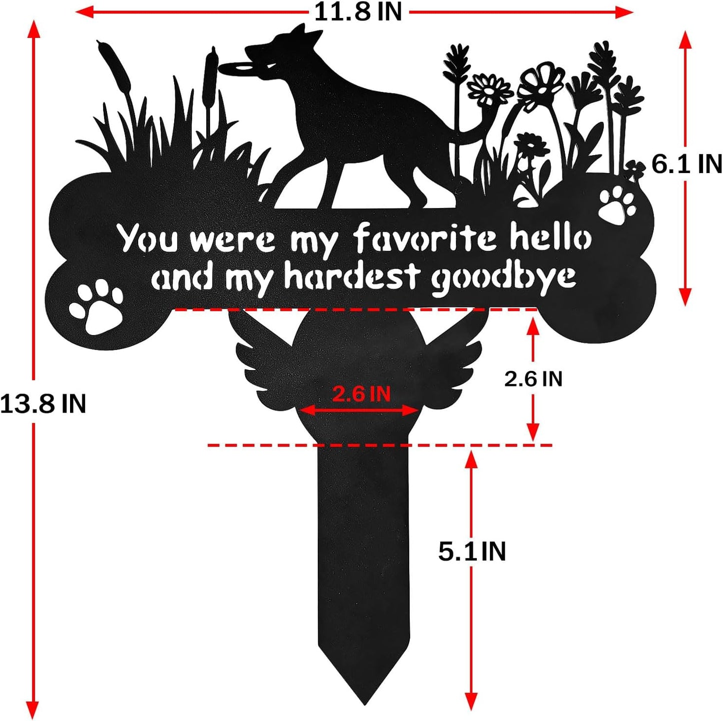 Dog Grave Markers, 12"X 14" Metal Baked Enamel Memorial Dog Stake for Pet Headstone Decorations, Waterproof Pets Cemetery Plaque for Outdoors, Lost Sympathy Tombstone Memorial Garden Sign Gift