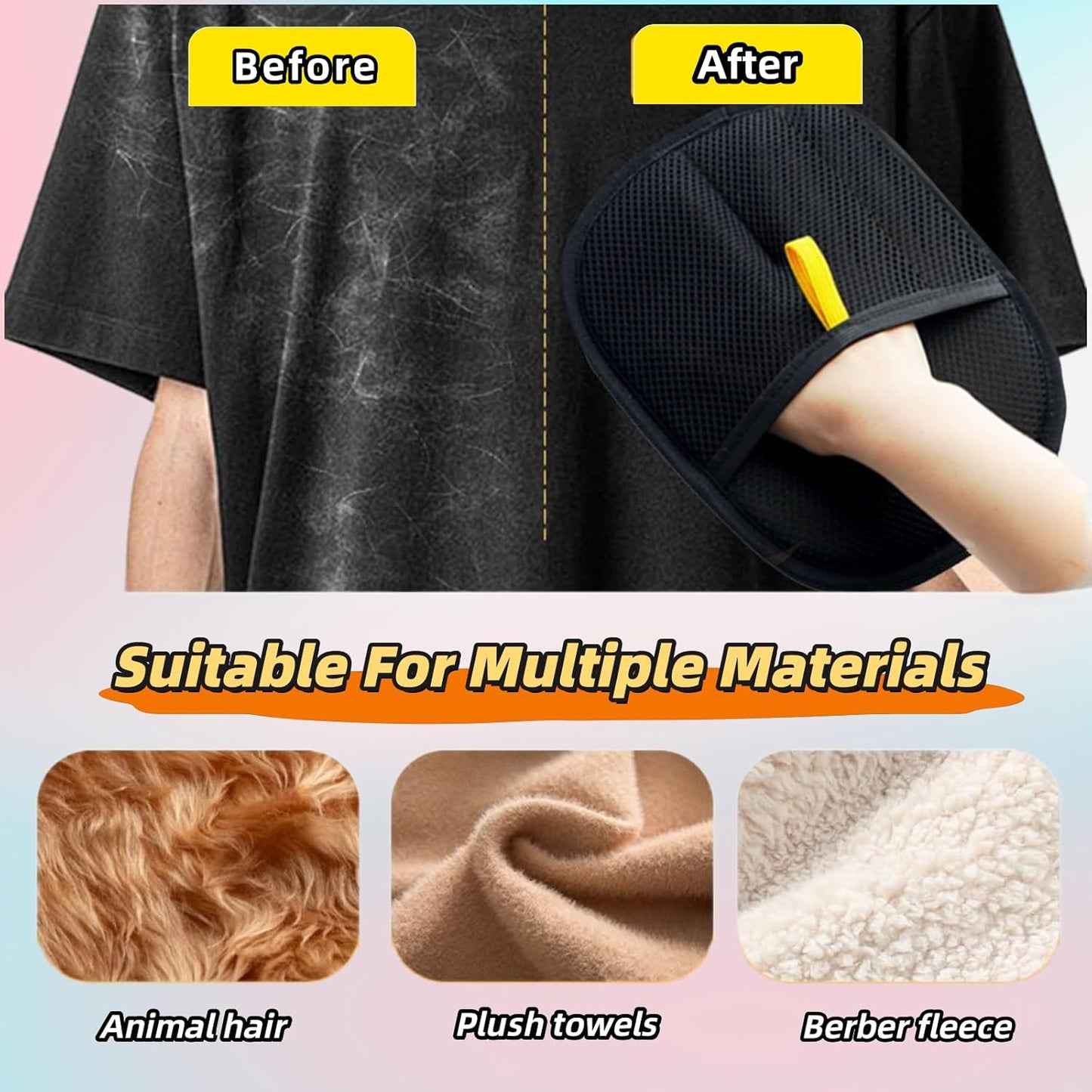 Electrostatic Pet Hair Removal Gloves,Reusable Cat Dog Grooming Gloves,Pet Hair Remover Gloves for Dog Cat Hair Removal from Furniture, Carpet, Clothes & Bedding(2 pcs)