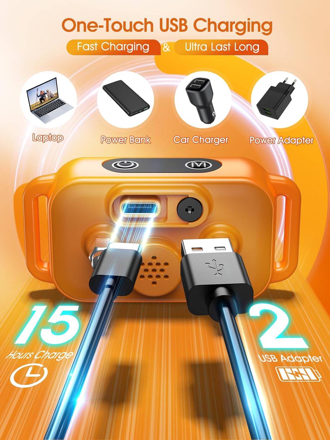 DINJOO Dog Bark Collar for Large/Medium/Small Dogs | Rechargeable Smart AI Anti-Barking Training Collar with 8 Adjustable Sensitivity, Beep & Vibration Modes | Solves Excessive Barking - Coral Orange