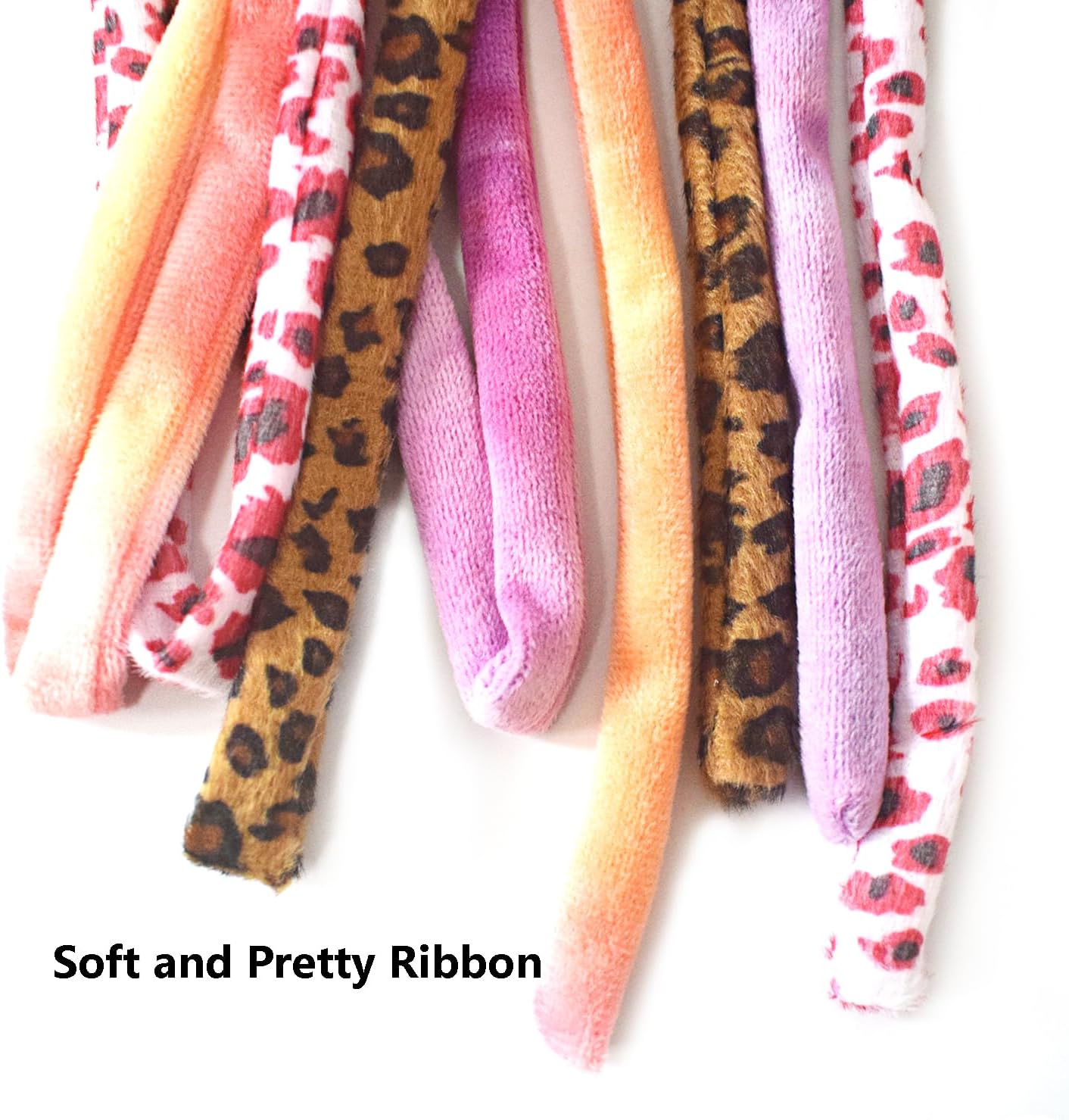 Cat Wand Toys, 4 PCS Plush Srtip Teaser Toy Interactive Teasing Stick Vibrant Teaser Wands for Indoor Cat Kitten Having Fun Exerciser Playing