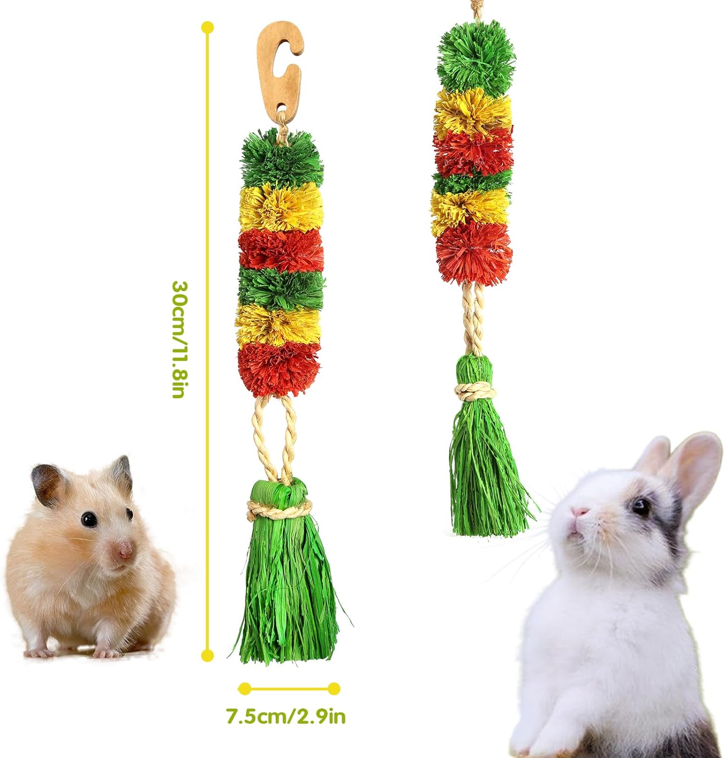 Abizoo Bunny Cage Hanging Rabbit Toys for Bunny Boredom, Habitat Decor & Boredom Breaker for Rabbit Guinea Pig Hamster Chinchilla Gerbils Bird and Other Small Animals