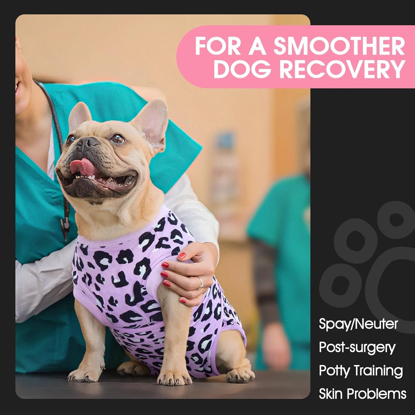FUAMEY Recovery Suit for Dogs After Surgery,Soft Breathable Dog Bodysuit E-Collar & Cone Alternative Surgical Suit,Male Female Dog Neuter Spay Suits Anti Licking Wounds Onesie Purple Leopard XS