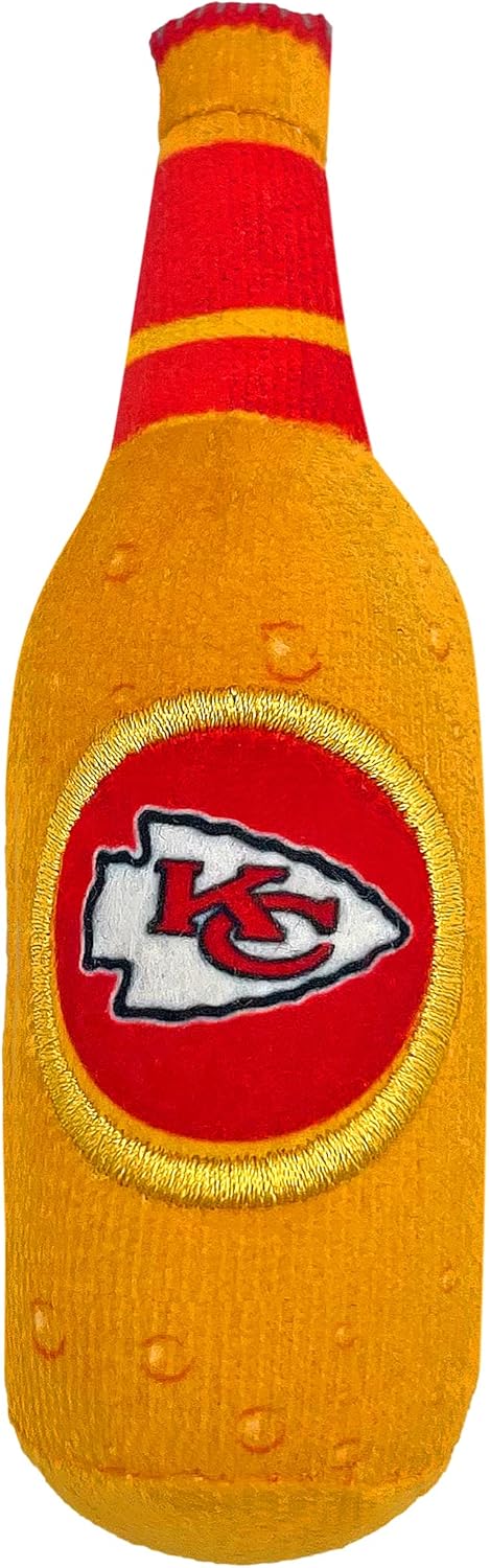 Best Plush CAT Toy - NFL Kansas City Chiefs Complete Set of 3 Piece Cat Toys Filled with Fresh Catnip. Incld: 1 Helmet Cat Toy, 1 Football Cat Toy with Feathers, & 1 Beer Bottle. Beautiful Team Logos