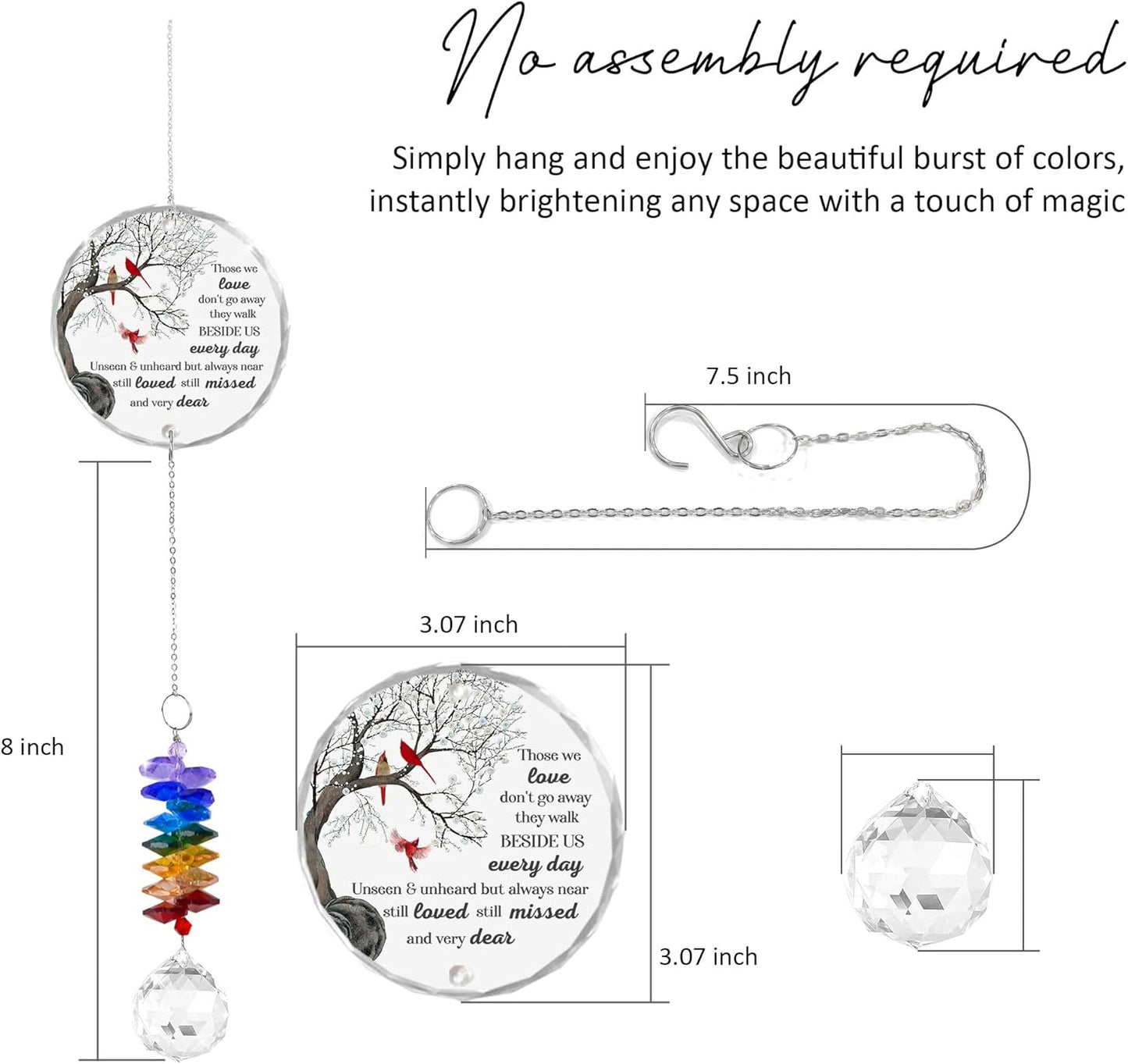 Memorial Suncatcher Sympathy Gift for Loss of Loved One - Crystal Rainbow Maker - Bereavement Keepsake - Hanging Crystal Decor - Suncatcher Ornament