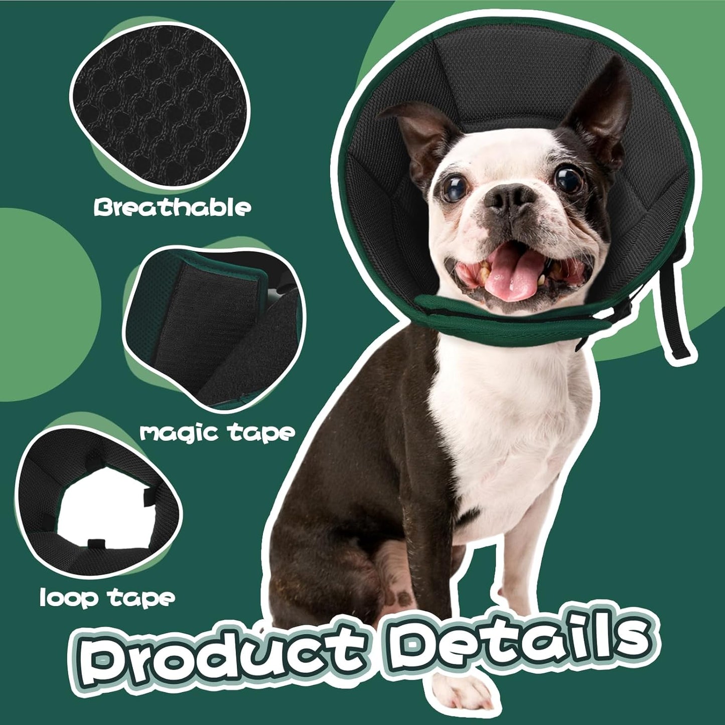 Dog Cone for Large Dogs After Surgery, Soft Dog Cone Collar for Dogs to Stop Licking, Adjustable Comfy E-Collar Alternative Lightweight Post-Surgery Recovery Elizabethan Collar for Pet