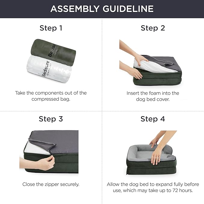 Bedsure Orthopedic Dog Bed for Medium Dogs - Waterproof Dog Sofa Beds Medium, Supportive Foam Pet Couch Bed with Removable Washable Cover, Waterproof Lining and Nonskid Bottom, Dark Green