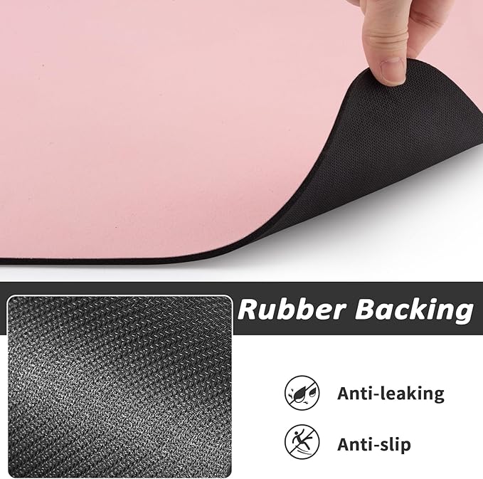 Pet Feeding Mat - Absorbent Dog Mat for Food and Water, No Stains Cat Bowl Mat, Easy to Clean Pet Placemats, Quick Dry Dog Water Dispenser Mat for Messy Drinkers | Pink 16"x 24"
