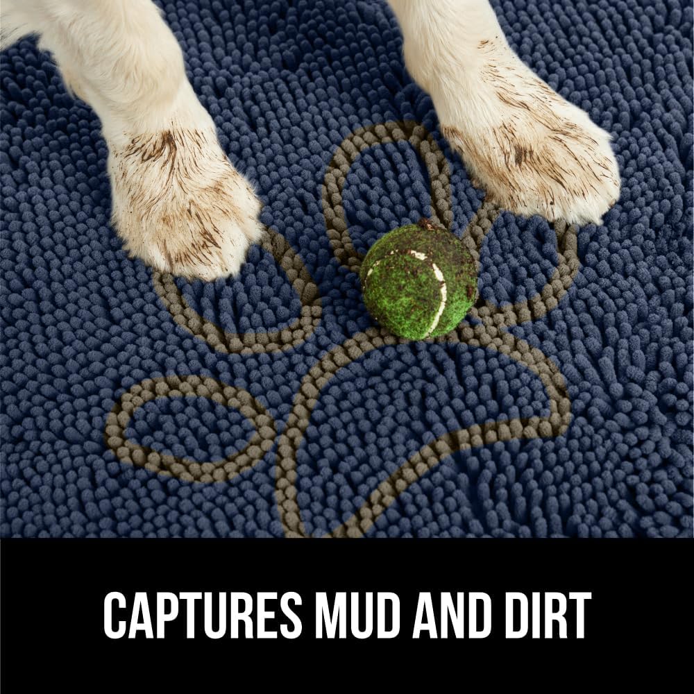 GORILLA GRIP Dog Doormat, Absorbent Doormats for Muddy Dogs Paws, Machine Washable Soakstopper Rugs, Cleaner Floors, US Designed Pet Bed Door Mat, Indoor Entrance Pets Rug, Mats 24x17 Navy