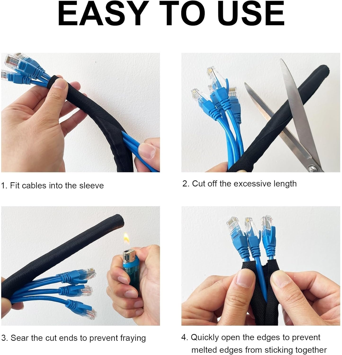 Secbolt Cord Protectors from Pets No Chew, 10ft - 3/8 inch Ultra Durable Cord Covers for Pets, Bite-Resistant Cable and Wire Protector for Cats, Dogs, Rabbits - Black