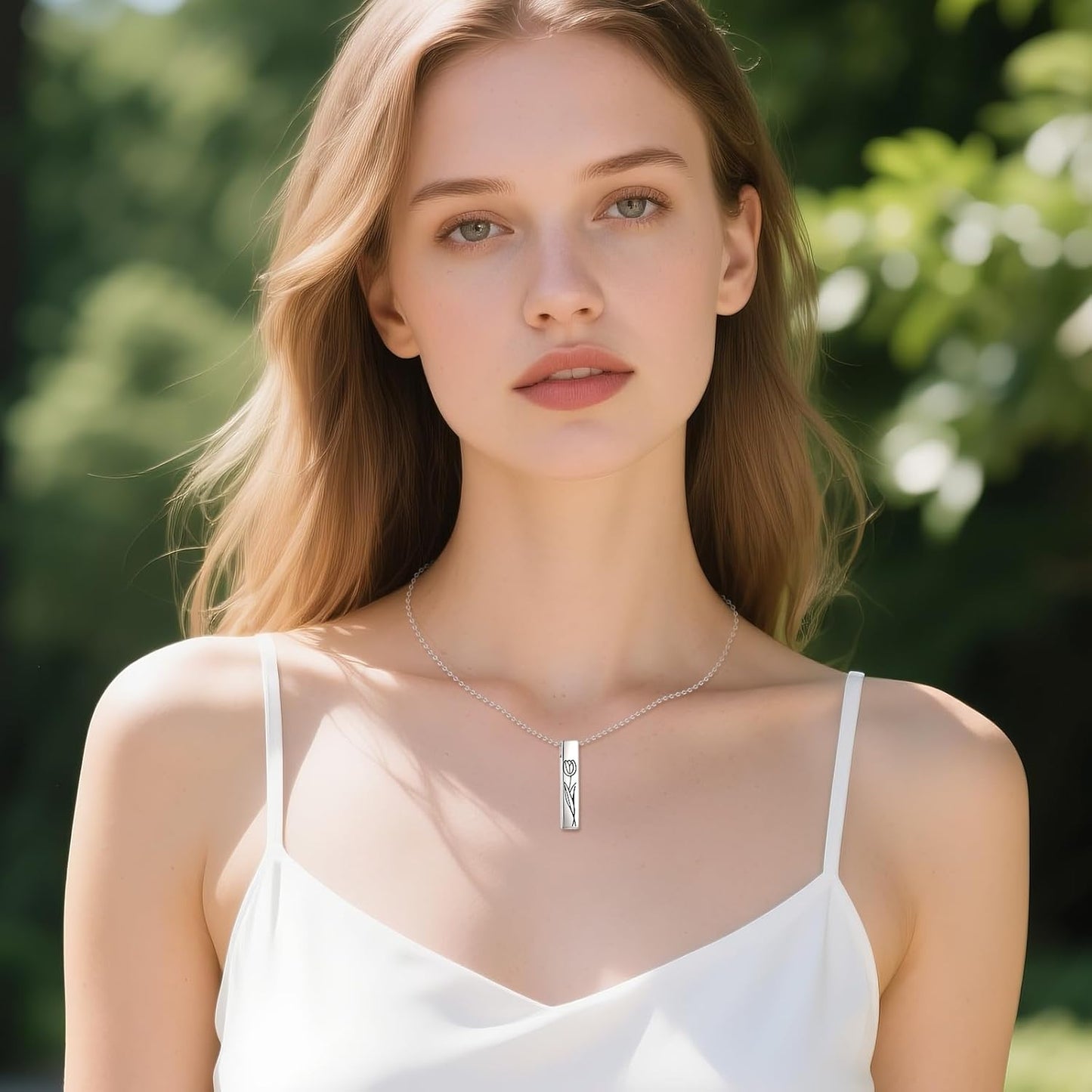 Urn Necklaces for Ashes Sterling Silver 3D Vertical Bar Memorial Pendant for Loved Ones Keepsake Cremation Jewelry Gifts for Women Men