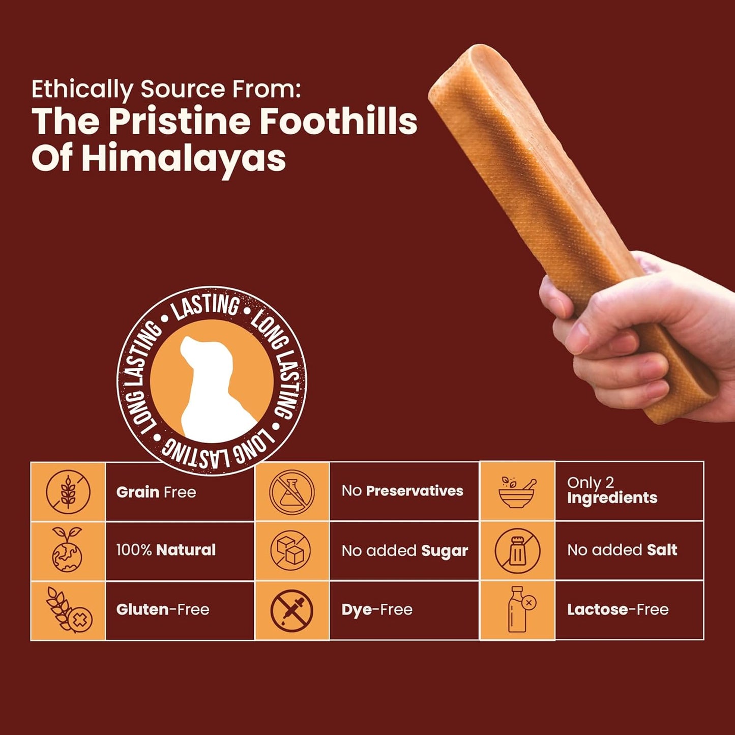 Authentic Himalayan Yak Cheese for Dogs - Small (Pack of 10) - Sourced from Pristine Himalayan Foothill, Rawhide-Free, NO preservatives