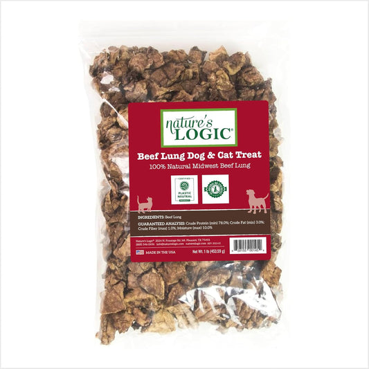 Nature's Logic Beef Lung treat Bites, 1lb, 1 Pack