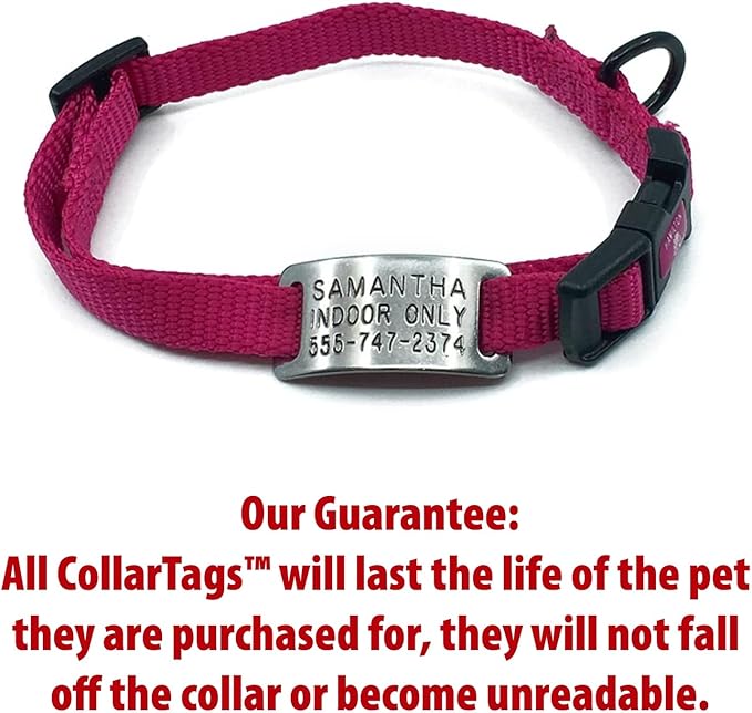 Boomerang Tags Cat Tag - Small Dog Tag, Will Last Your Pets Lifetime - Cat Tags Personalized Small, Engraved Stainless Steel Silent, ID Tag (Open End X-Small for 3/8 or 1/2 Inch Snap Style Collar)