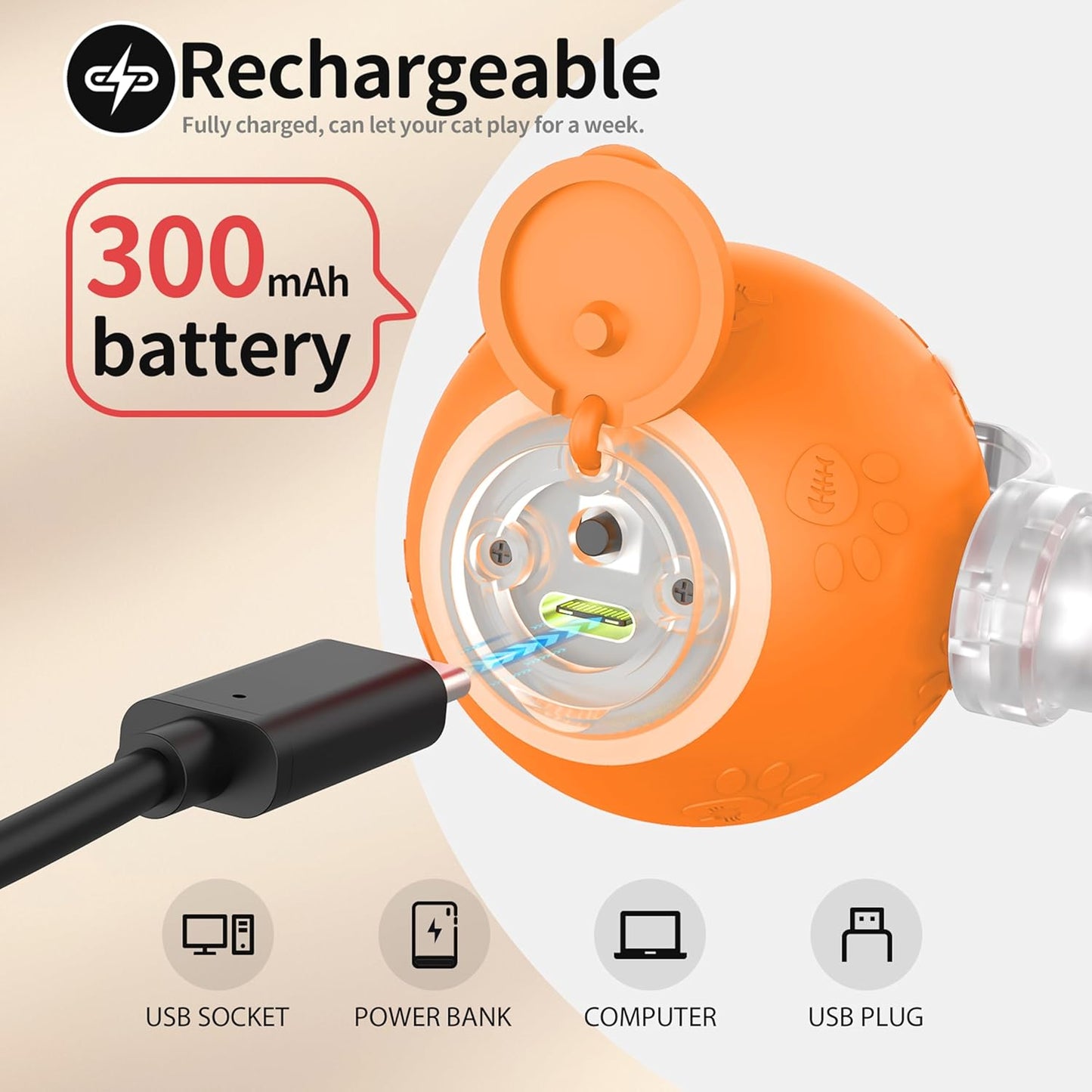 Interactive Cat Toys for Indoor Cats-Fast Rolling on Carpet,Automatic Cat/Kitten Toys for Bored Indoor Cats,Motion Activated