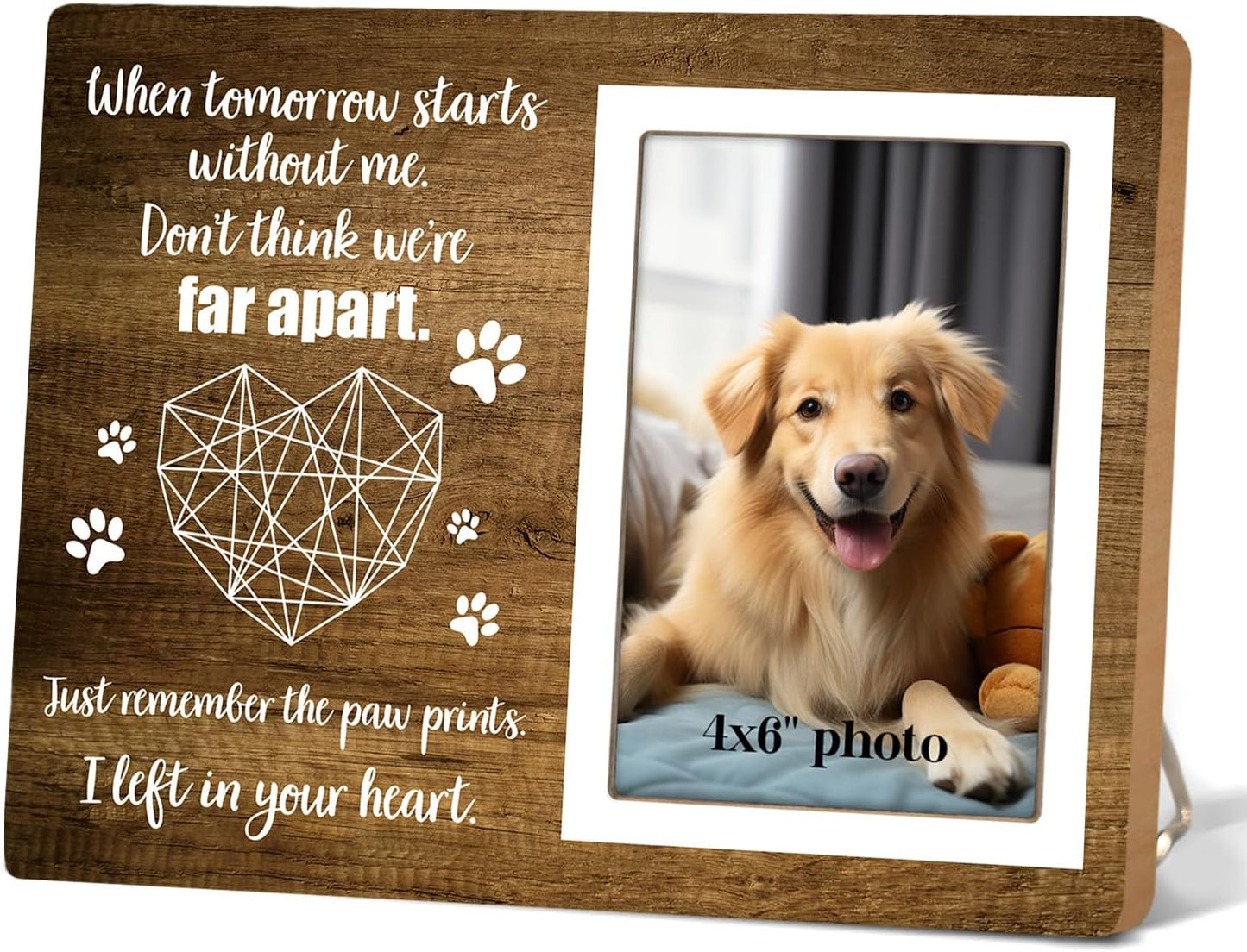 Dog Memorial Picture Frame,Pet Wooden Memorial Gifts Picture Frame for Loss of Pet Sympathy Keepsake Gifts, When Tomorrow Starts Without Me 4x6 Photo12P114