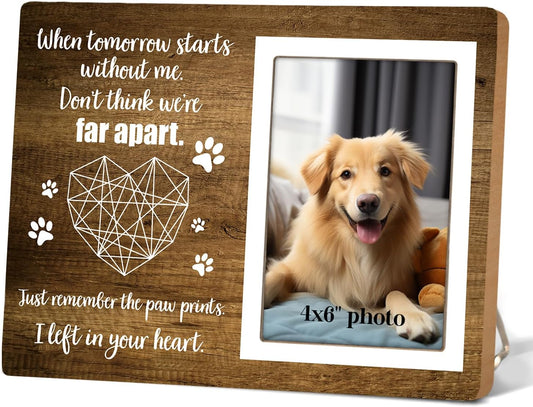 Dog Memorial Picture Frame,Pet Wooden Memorial Gifts Picture Frame for Loss of Pet Sympathy Keepsake Gifts, When Tomorrow Starts Without Me 4x6 Photo12P114