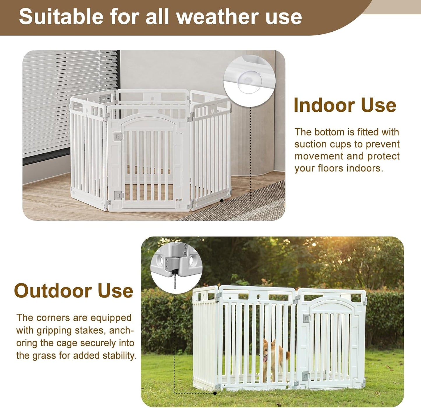 Pet Playpen with Door Dog Foldable Puppy Playpen for Puppies and Small Dogs 6-Panels Easy Assemble Easy Storing for Indoor and Outdoor (6 Panels)
