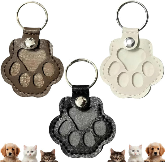 Leather Pet Memorial Keychain, Pet Hair Keepsake Keychains, Cute Leather Paw Keychains, Memorial Gift for Pet Lovers