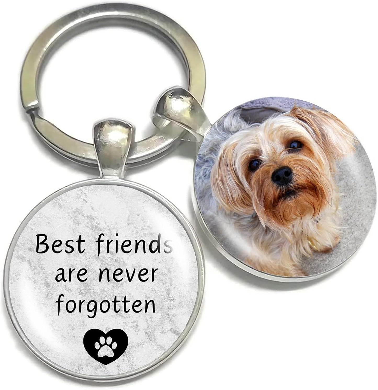 Custom Dog Cat Remembrance Keychains with Photo Text Key Chain,Personalized Pet Memorial Keychain,Key Ring Gifts for Loss of Pet-Once By My Side Forever In My Heart