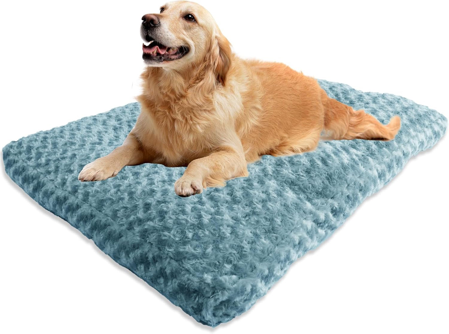 Dog Bed Washable Pet Bed,Dog Crate Bed Washable Cushion with Anti-Slip Bottom,Calming Anti-Anxiety Pet Bed with Non-Slip Bottom for Small&Medium&Large Dogs and Cat,Sea Blue(44.5''X32.7''X9.8'')