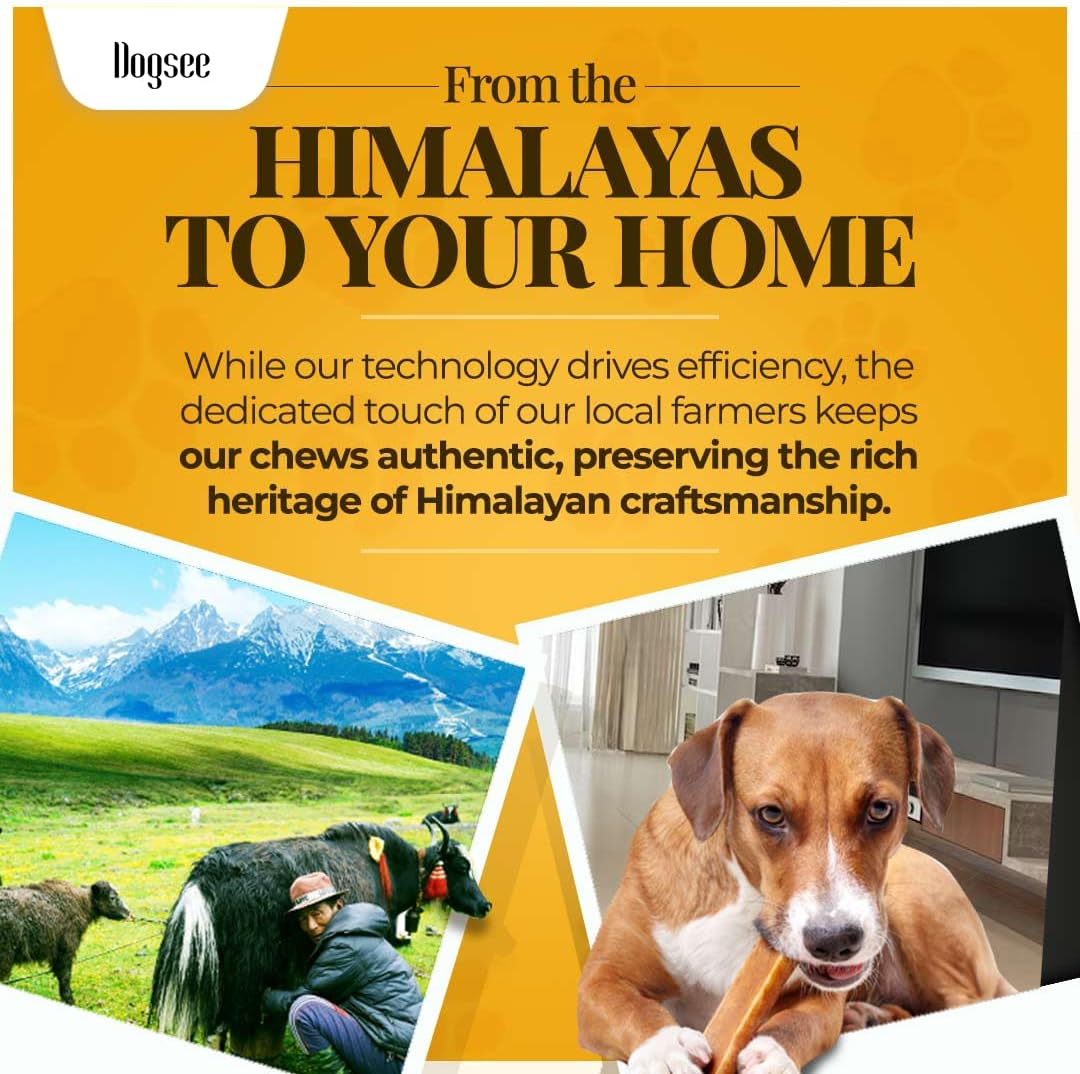 Dogsee Original Himalayan Yak Cheese Dog Chews 2lb (Large - 8 Bars) | Rawhide Free | Fight Plaque & Tartar | Long Lasting | for Cleaning Teeth