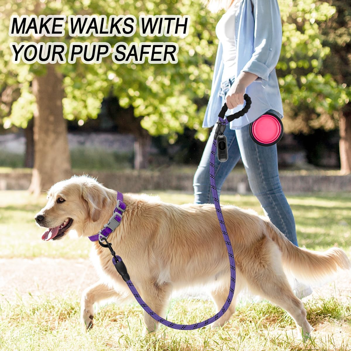 BARKBAY Dog Leashes for Large Dogs Heavy Duty Dog Leash 4/5/6 FT with Comfortable Padded Handle and Highly Reflective Threads for Medium Large Dogs Walking Training Running (4FT-1/2'',Purple)