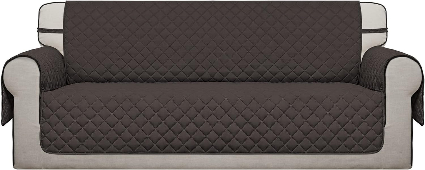 Easy-Going Reversible Oversized Couch Cover for 3 Cushion Couch Sofa Cover for Dogs Water Resistant Furniture Protector Cover with Foam Sticks for Pet (Oversized Sofa, Chocolate/Chocolate)