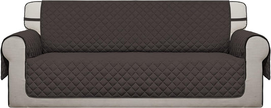 Easy-Going Reversible Oversized Couch Cover for 3 Cushion Couch Sofa Cover for Dogs Water Resistant Furniture Protector Cover with Foam Sticks for Pet (Oversized Sofa, Chocolate/Chocolate)