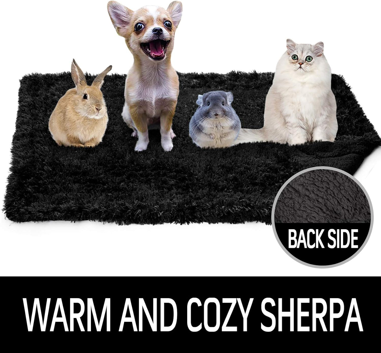 LOCHAS Luxury Fluffy Dog Blanket, Extra Soft and Warm Sherpa Fleece Pet Blankets for Dogs Cats, Plush Furry Faux Fur Puppy Throw Cover, 20''x30'' Black