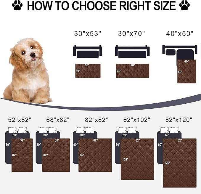 Smiry Waterproof Dog Blanket, 52x82 Inch Soft Pet Bed Cover Reversible, Washable Sofa Couch Furniture Protector for Small Medium Large Dog Puppy Cat, Brown/Chocolate